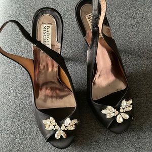 Badgley Mischka  Black Peep Toe Heel Pump Formal Shoes